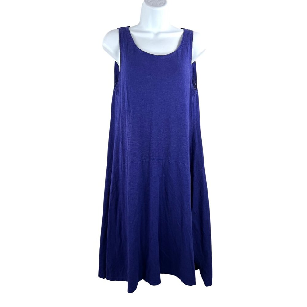 Eileen Fisher hemp blend lagen look shirt dress purple beach sz XS‎
